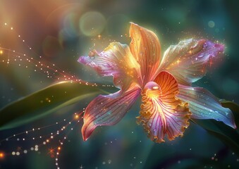 orchid that dominates with her color, overflow of colors, jungle, mystical, magical, untouchable