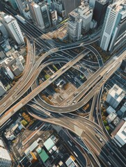 Aerial view of a massive intersection in Tokyo, Japan