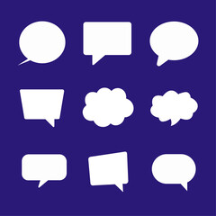 Collection of Simple White Speech Bubbles on a Dark Background
