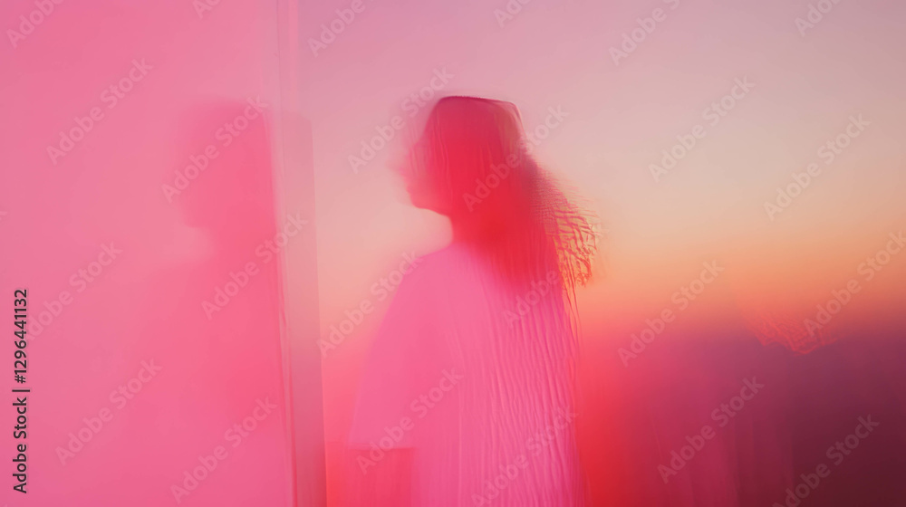 Poster abstract pink blur gradient with silhouette for creative design projects