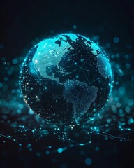 Obraz premium Globe with global connection lines and lights. Worldwide technology concept.