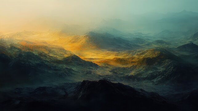 A digital landscape of overlapping layers and gradients, creating a sense of depth and intrigue for modern visual storytelling, Generative AI