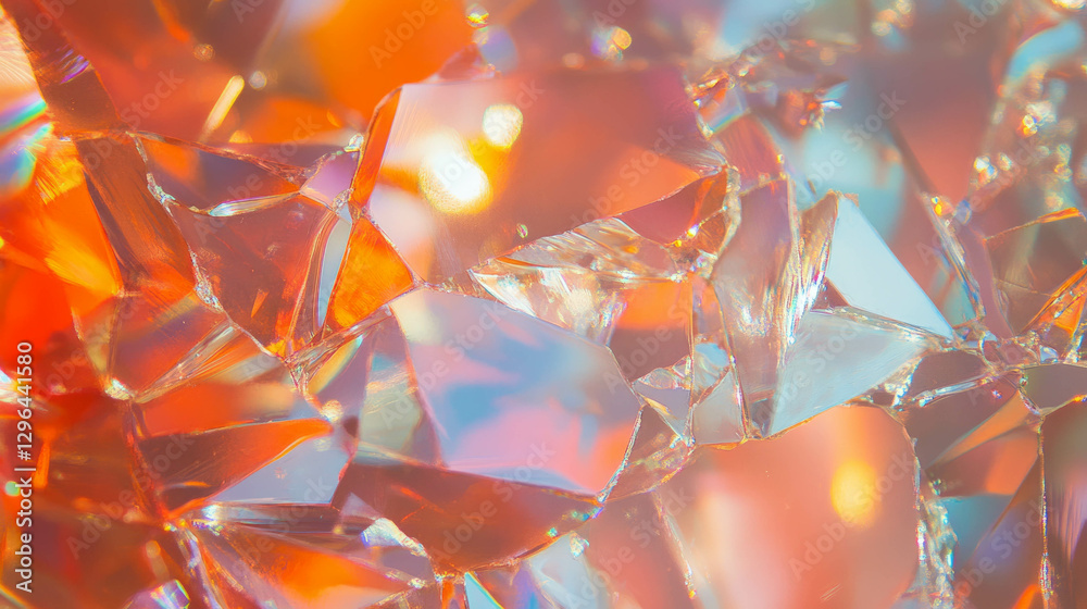 Poster vibrant abstract shattered glass texture with light and color reflections for creative design