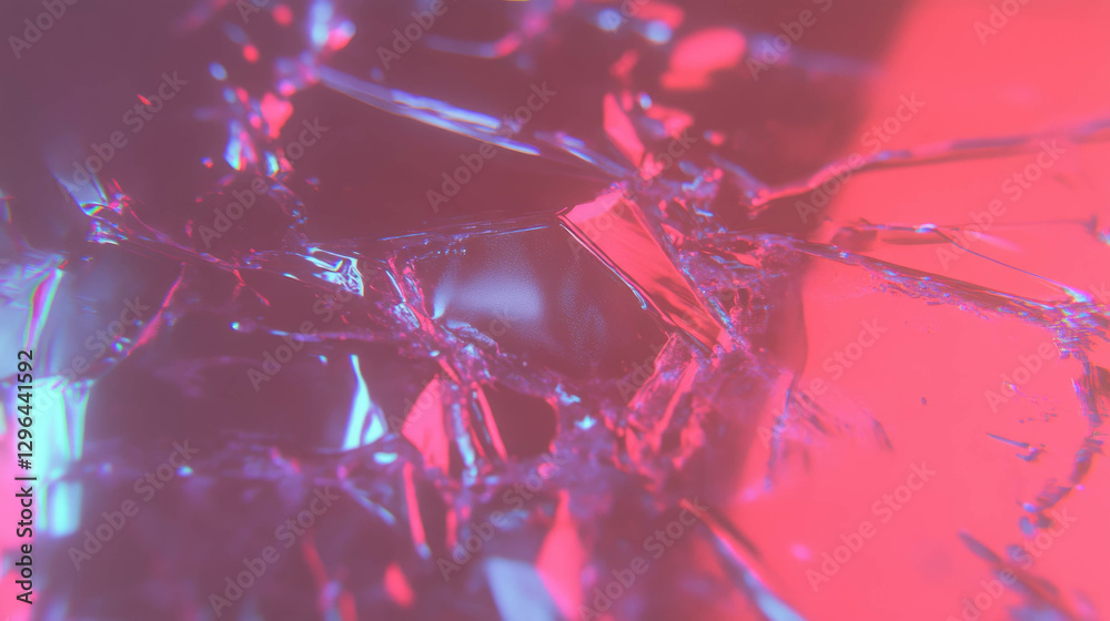 Poster abstract broken glass texture with colorful shapes for creative design