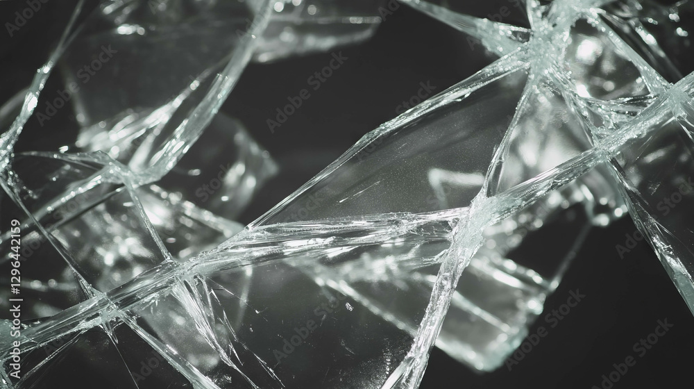 Poster Intricate frost patterns on broken glass texture for winter design