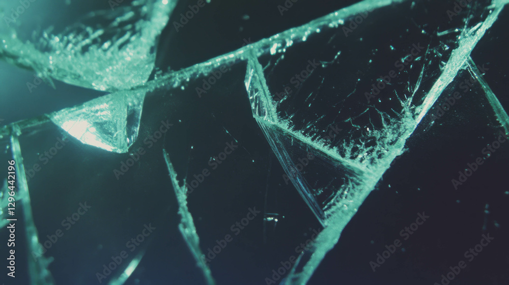 Poster abstract winter texture of broken glass with frost patterns for creative design
