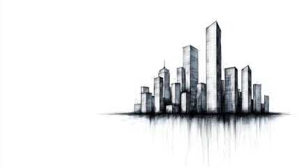 Obraz premium Abstract Pixelated Cityscape Silhouette