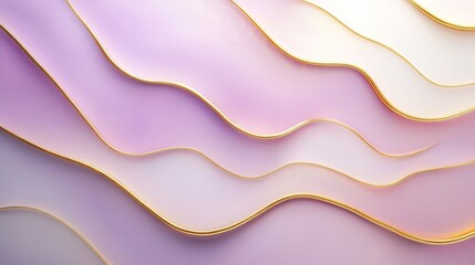 Obraz premium Abstract composition of wavy layers featuring elegant purple hues and gold