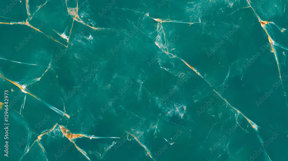 Aufkleber Abstract pattern of broken glass with short cracks in turquoise color for creative design