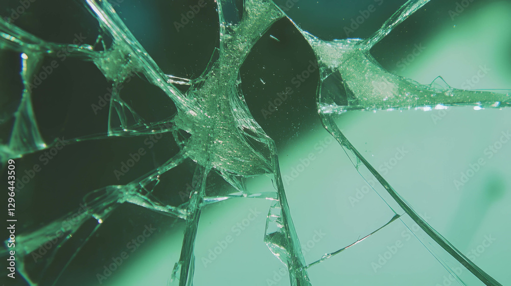 Aufkleber shattered glass texture with thin cracks and fragments for creative design projects