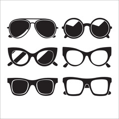 Vector set of sunglasses flat style silhouette
