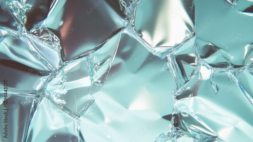 Poster Crystalline patterns and sharp fragments in shattered glass design