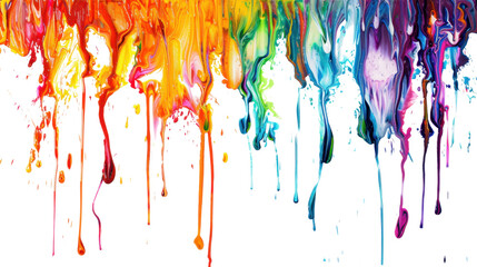 Rainbow of dripping paint on transparent background