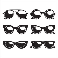 Vector set of sunglasses flat style silhouette
