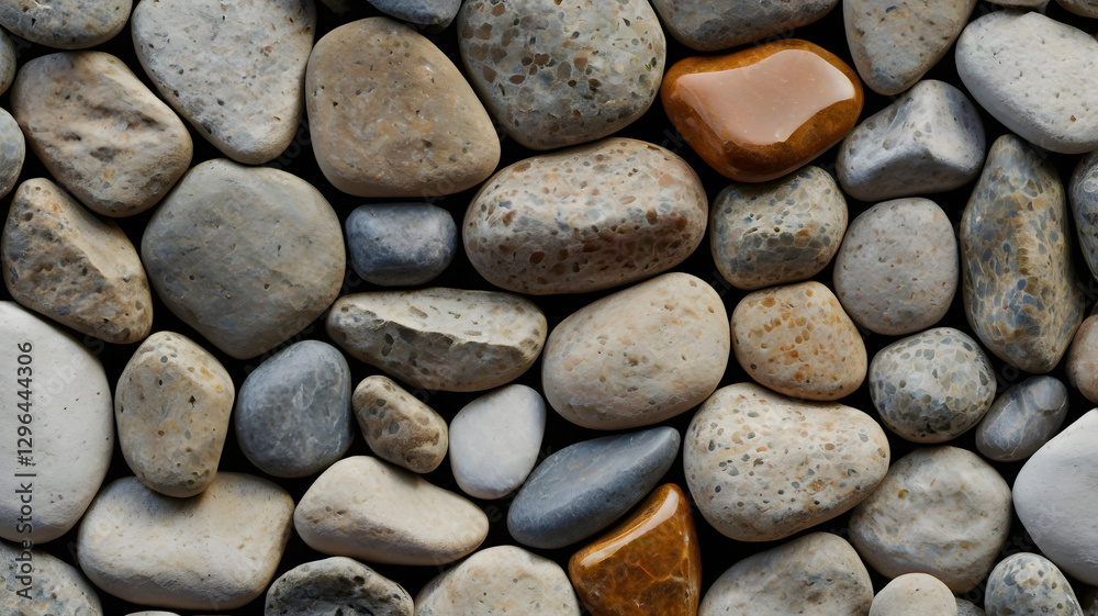 Aufkleber a collection of smooth, colorful river rocks. The image showcases a range of colors and textures, creating a visually interesting and abstract background.  