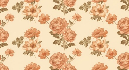 Elegant Floral Pattern: Vibrant Flowers in a Seamless Design, Perfect for Wallpaper, Textiles, and Creative Projects