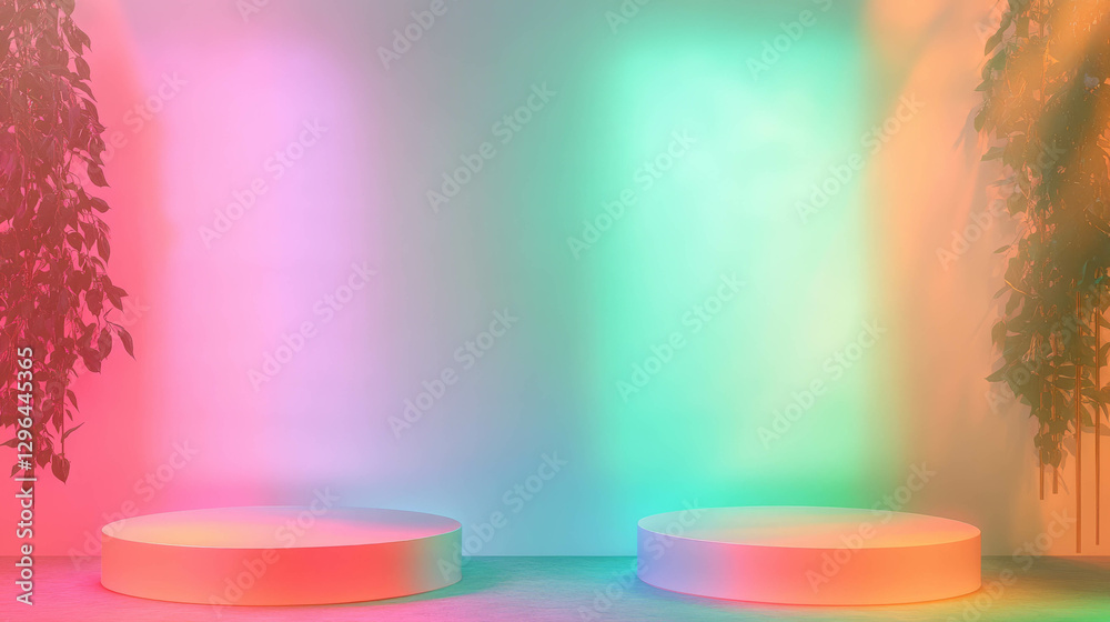 Poster elegant display with floral backdrops and soft gradient lighting for modern design concepts