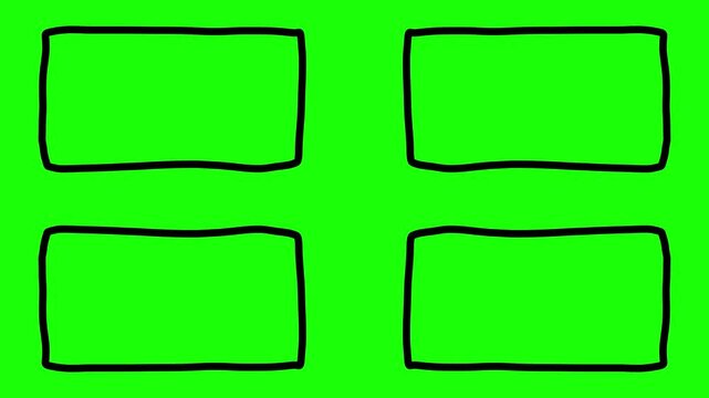four rectangles on green screen video. animation
