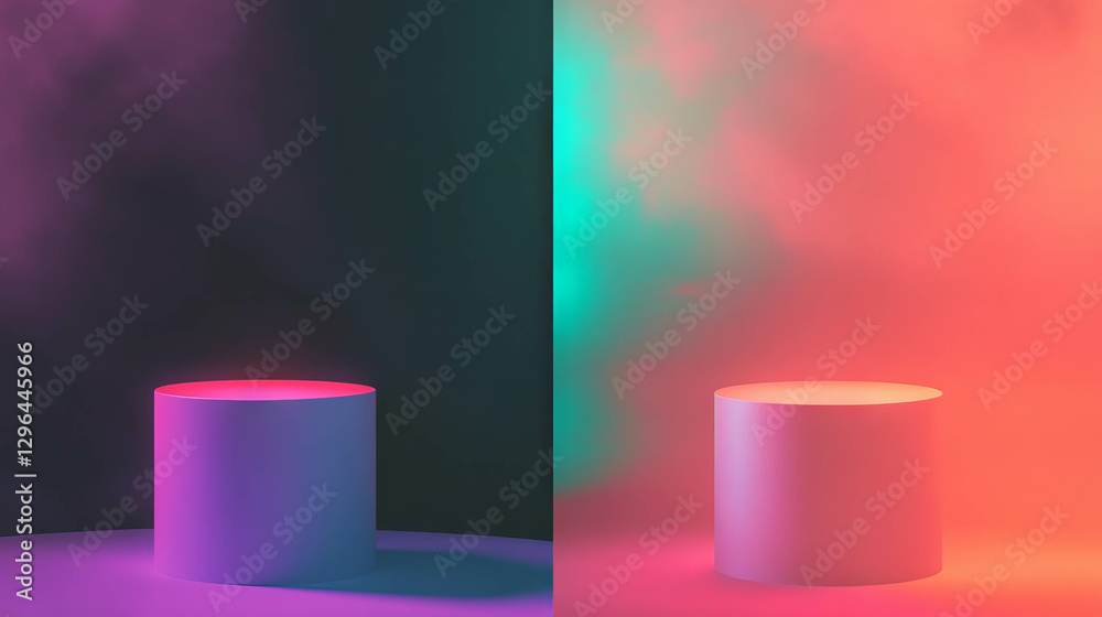 Aufkleber Vibrant podium display with colorful spotlights for event presentation or design