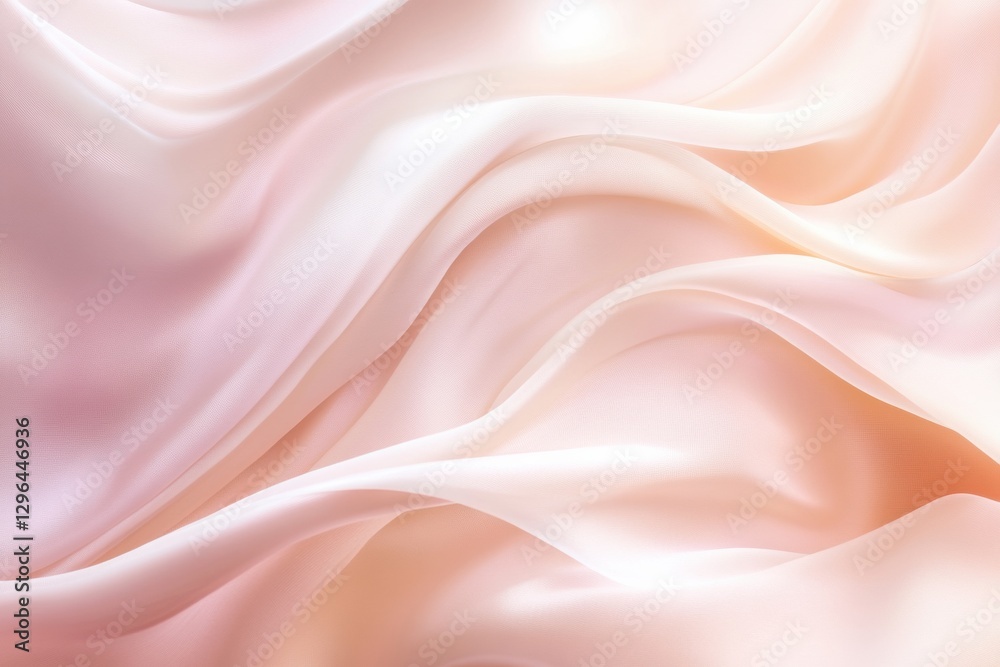 Poster soft flowing silk fabric in pastel shades creating delicate textures for fashion or interior design 