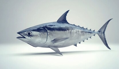 Obraz premium Realistic Illustration of a Bluefin Tuna Swimming in Calm Waters
