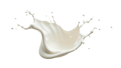 Fresh Milk Splash in Mid-Air isolated on White Transparent Background, Generative AI