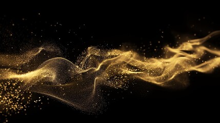 Fototapeta premium Abstract glowing gold smoke with a black background.