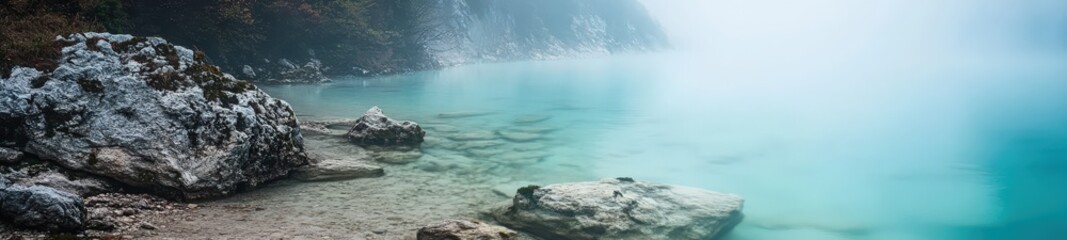 Turquoise Waters in Italy with Minimalist Morning Fog