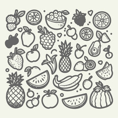 High-quality hand-drawn vector illustration of Hand Drawn Fruits Sricker in a sketch style, perfect for design projects and digital art.