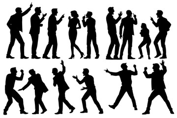 shadow shilloute People  are showing quarrel gesture Yelling at each other