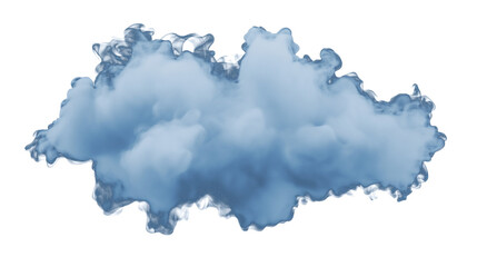 Pastel blue smoke fluffy cloud isolated on transparent white background