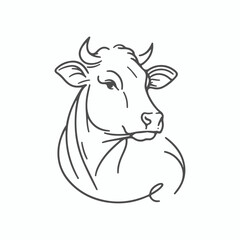 High-quality hand-drawn vector illustration of Hand Drawn Line art Cow illustration 8529 in a sketch style, perfect for design projects and digital art.