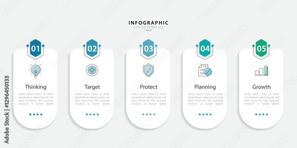 Poster timeline creator infographic template. 5 step timeline journey, calendar flat simple infographics de