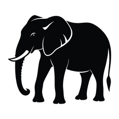 African elephant silhouette vector art illustration.