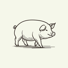 High-quality hand-drawn vector illustration of Hand Drawn Line art Pig illustration 8529 in a sketch style, perfect for design projects and digital art.