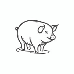 High-quality hand-drawn vector illustration of Hand Drawn Line art Pig illustration 852934 in a sketch style, perfect for design projects and digital art.