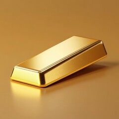 A single rectangular gold ingot resting on a smooth surface