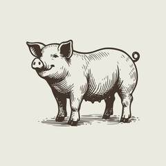 High-quality hand-drawn vector illustration of Hand Drawn Pig Drawing in a sketch style, perfect for design projects and digital art.