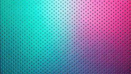 Abstract Teal and Pink Perforated Metal Surface Texture with Gradient Effect