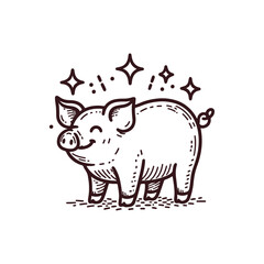 High-quality hand-drawn vector illustration of Hand Drawn Pig Illustration 01 in a sketch style, perfect for design projects and digital art.