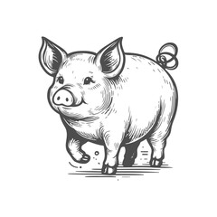 High-quality hand-drawn vector illustration of Hand Drawn Pig Illustration 03 in a sketch style, perfect for design projects and digital art.