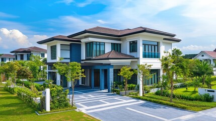 Fototapeta premium Luxury Modern House in a Tropical Garden