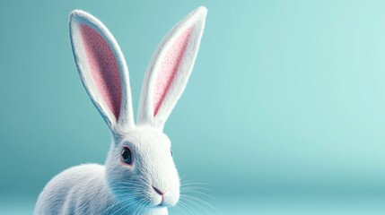Obraz premium Pure, clean and freshly captured image of a white bunny rabbit with long ears.