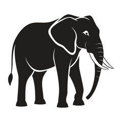 African elephant silhouette vector art illustration.