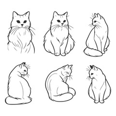 Fototapeta premium Line art illustration of cat with different pose 874
