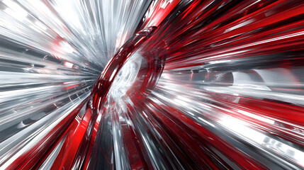 A dynamic digital art piece featuring an abstract representation of speed
