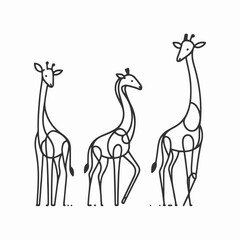 Naklejka premium Line art illustration of giraffe with different pose 5136744