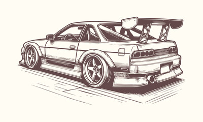 High-Quality Vector Illustration of Drift Car Illustration 01 for Creative and Commercial Design Use with Editable Elements