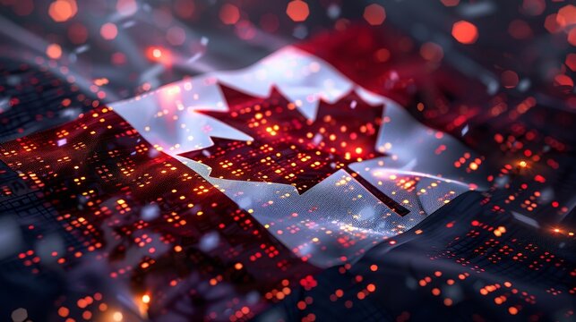 Canadian flag overlaid on stock market data reflects canada s economic landscape and trends
