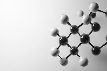 Minimalist Molecule Structure on Light Grey Background with Copy Space